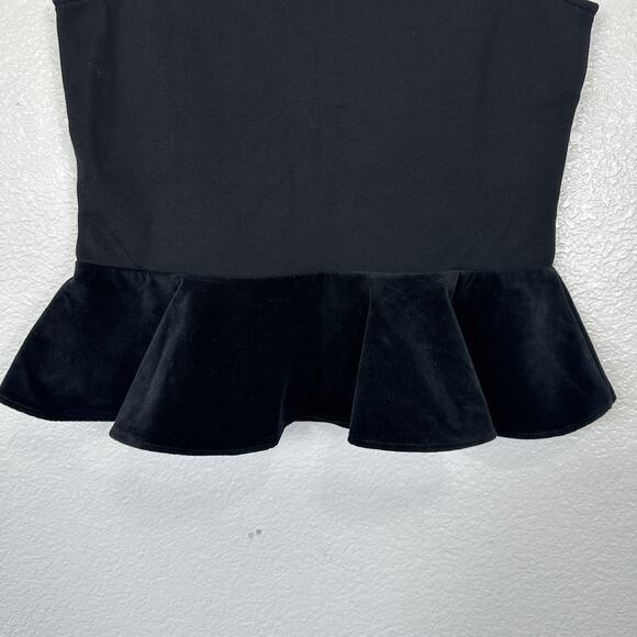 J Crew Top Women XXS Black Velvet Peplum Sleeveless V-Neck Layer Whimsigoth NEW - Picture 6 of 10